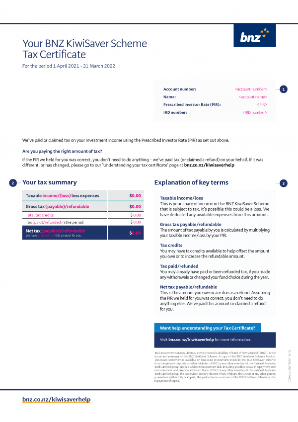 Understanding your tax certificate BNZ