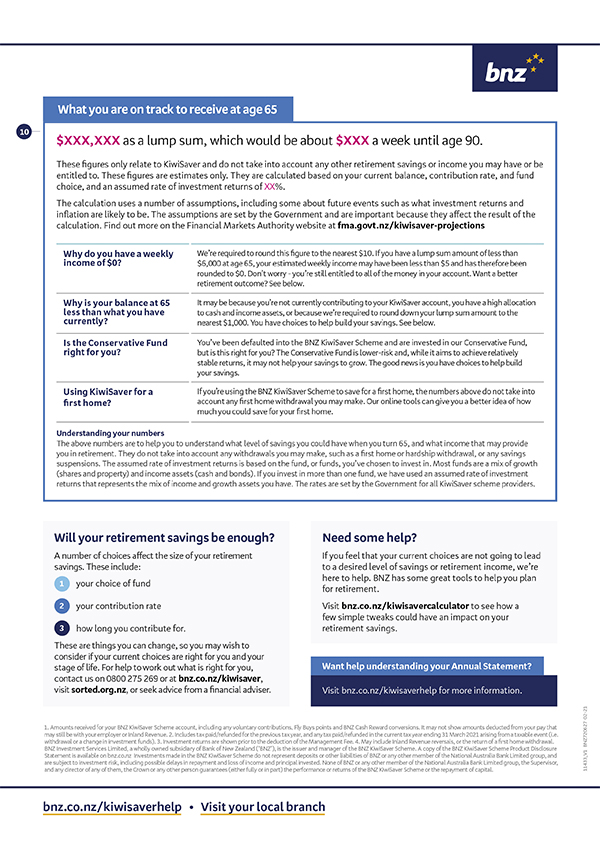 BNZ KiwiSaver Scheme annual statement example